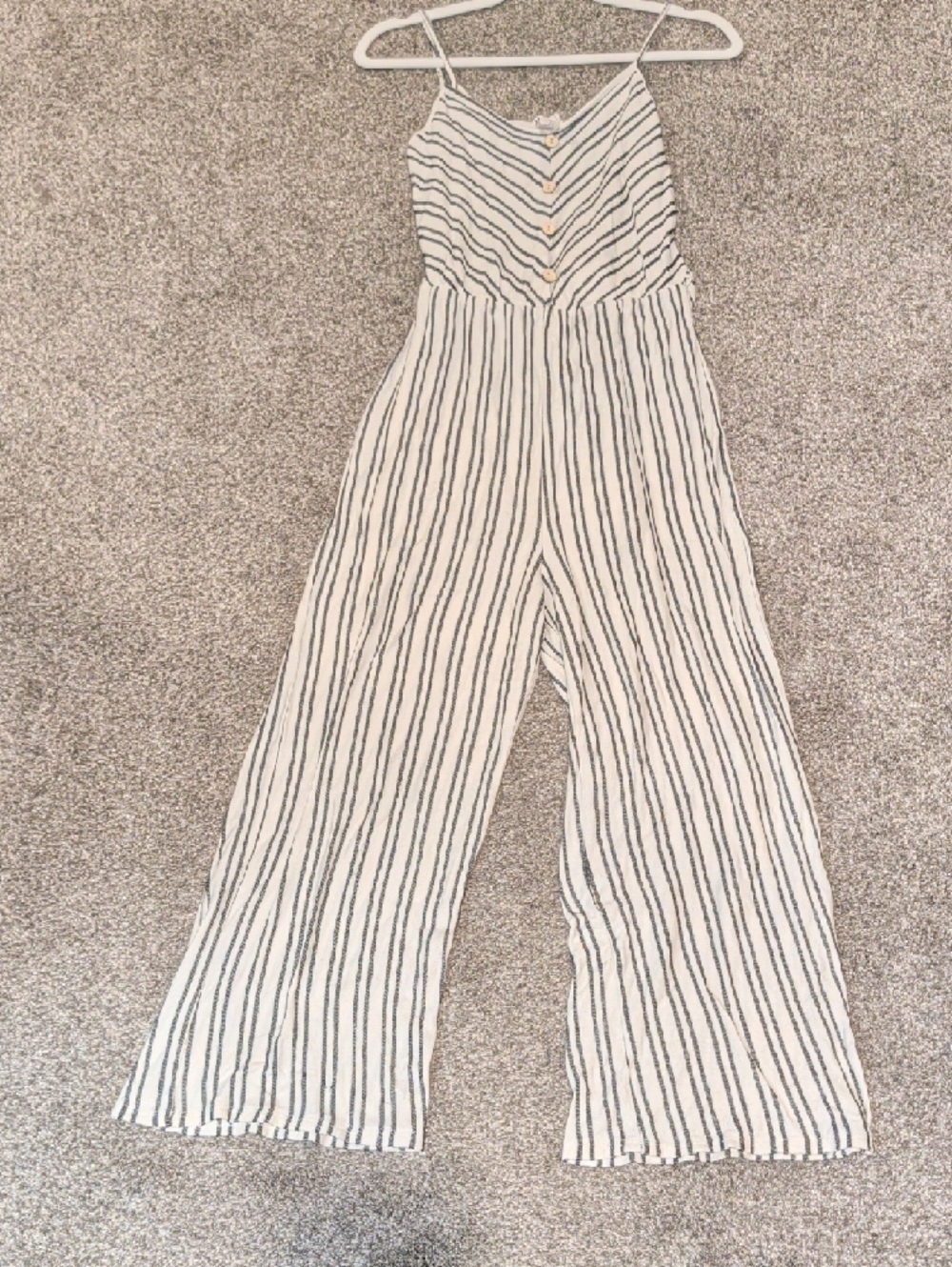 Caution To The Wind White and Black Striped Jumpsuit (#C1007)
